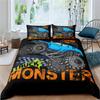 Monster Car King Queen Duvet Cover Cartoon Bedding Set For Boys Lovely Toy Truck Comforter Cover 2/3pcs Polyester Quilt Cover