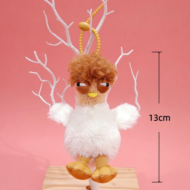 Pendentif Poulet Peluche Rigolo 13cm Adorable Poupée Poulet Roulée Porte-clés Kawaii Jouets Décoratifs Squishy Cadeaux d'Anniversaire Créatifs