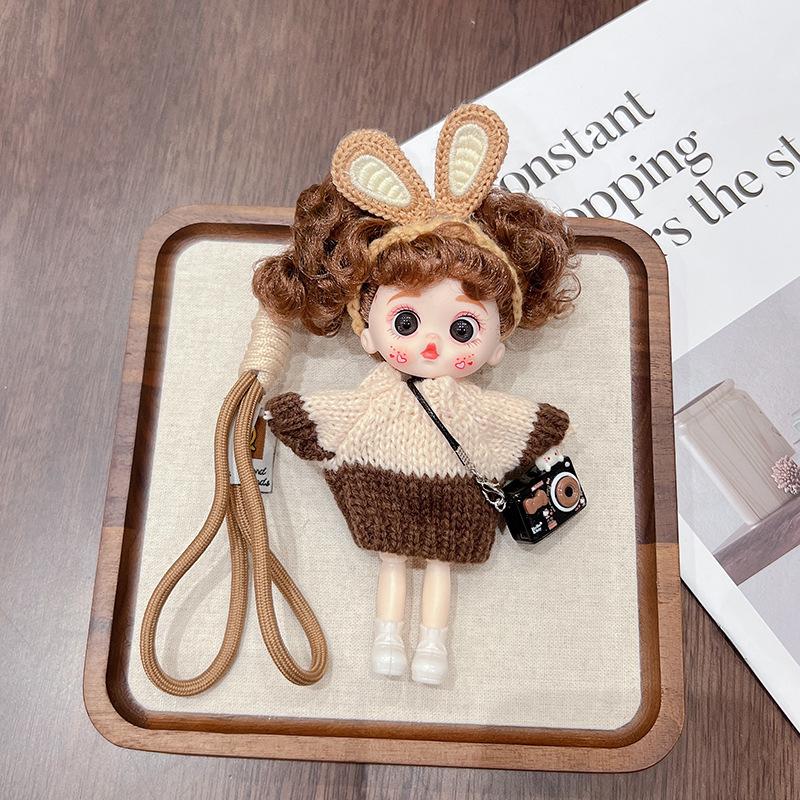 Elegant Cute Big-Eyed Lolita-Style Dolls Handbag Charms for Girls Keychain Charms Car Charms Plush Toys Gifts for Girls