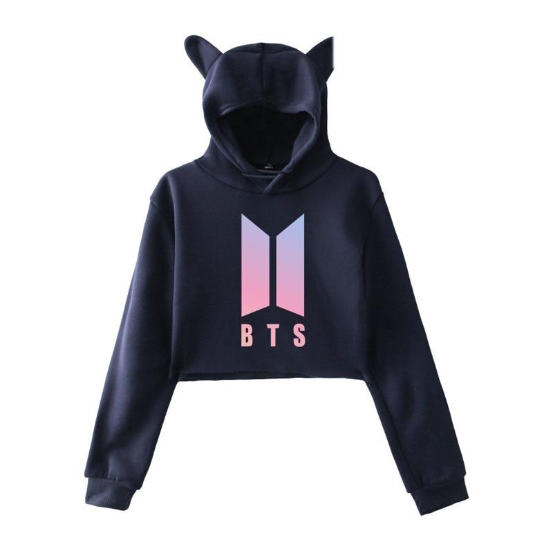 Bts Bangtan Boys Love Yourself Tear Navel Hoodie With Cute Cat Ear Design In Multiple Color Options