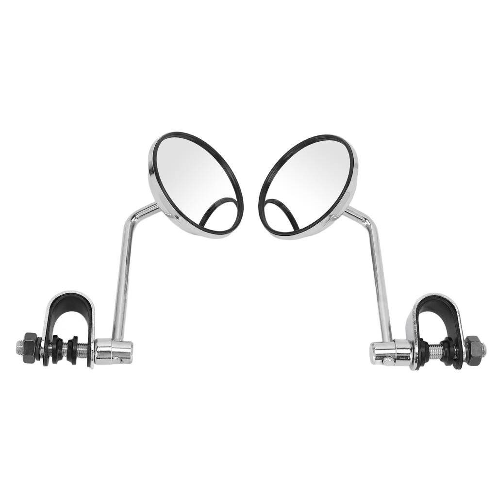 1 Pair Motorcycle Rearview Side Mirrors Adjustable Round Handlebar Clip On Mirror Mirror