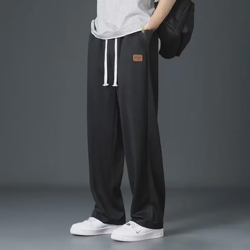 Pantaloni de trening cu șnur larg pentru bărbați, stil coreean, primăvară și toamnă 2024