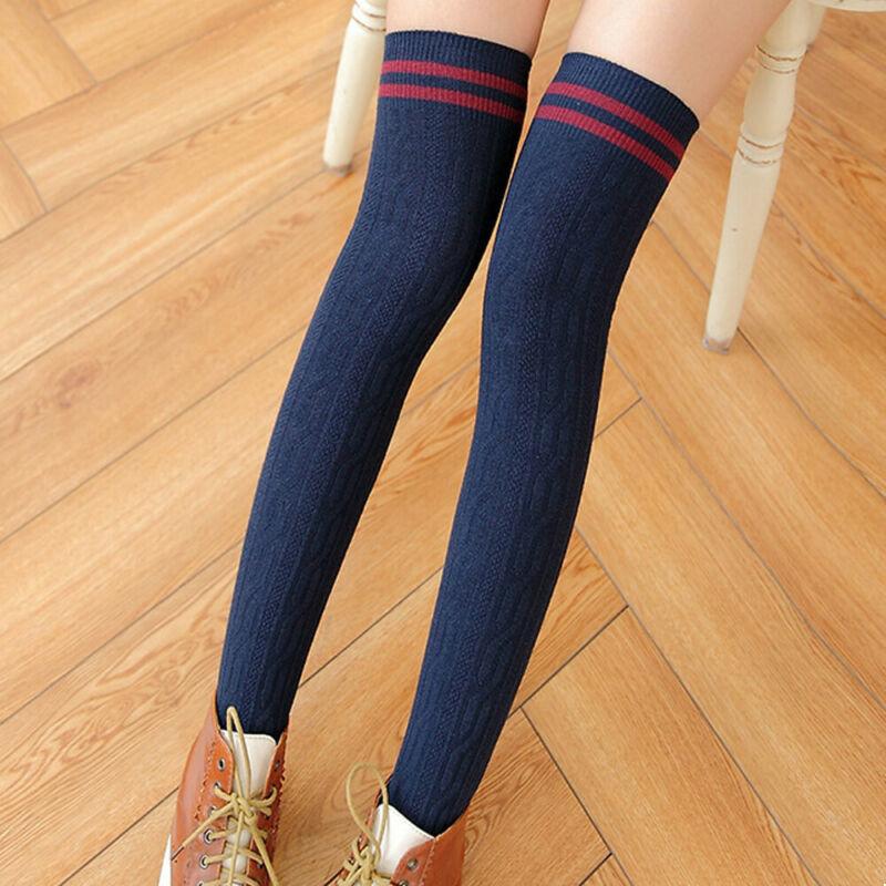 Striped Thigh Navy Blue Thigh High Stockings Buy Womens Sexy