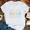 Teacher Print Women Graphic Tee Casual Short Sleeve T Shirts Harajuku Tshirt Female Kawaii Teach