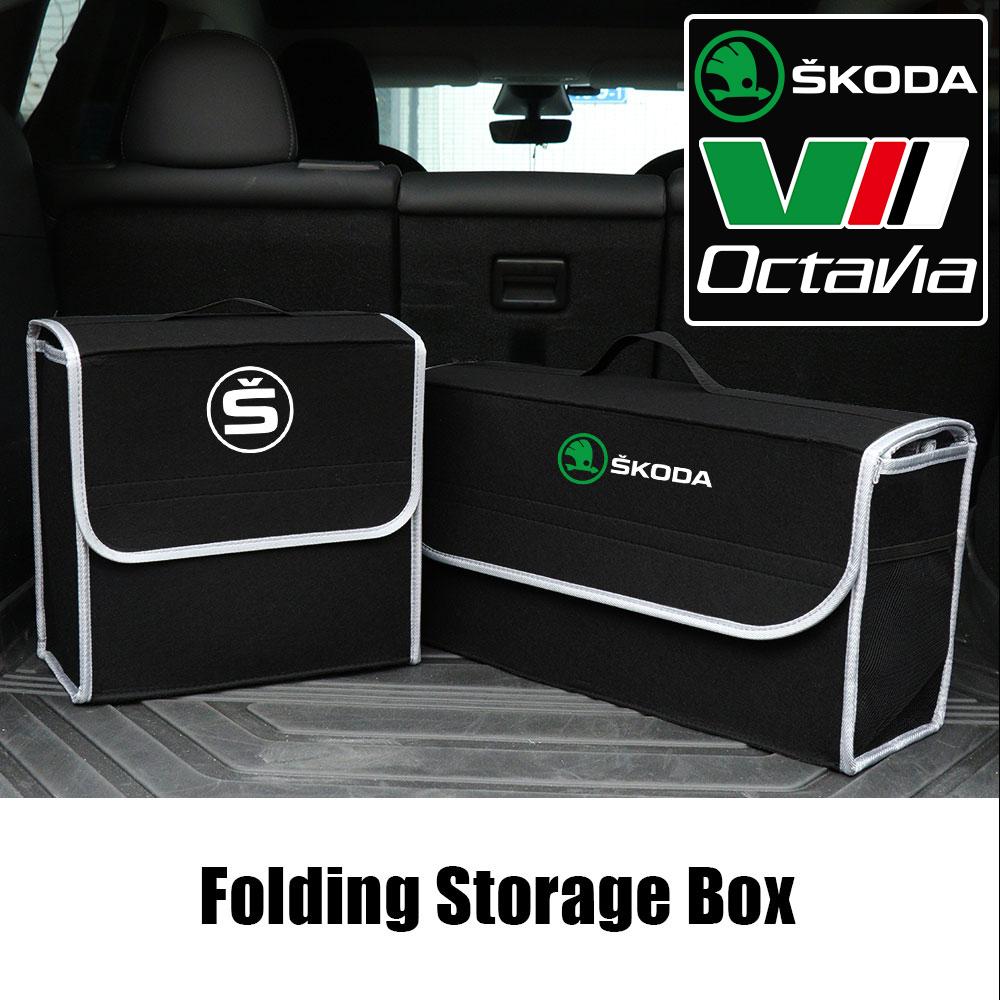 SSOE5 Car Trunk Organizer Bag Large Capacity Auto Storage Box for Skoda Octavia Rapid Fabia Superb Kodiaq Scala Karop Kamiq Roomster