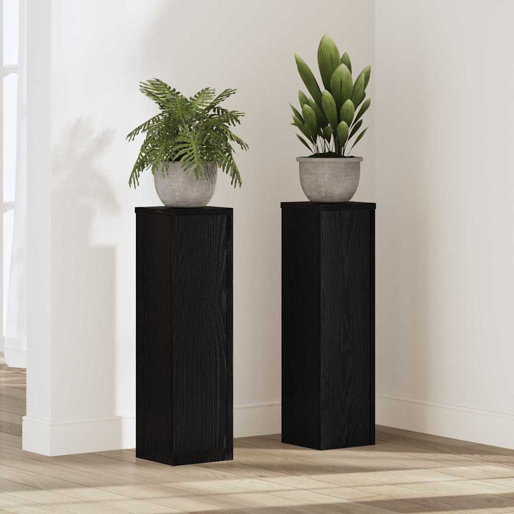 Plant Stand 2 pcs Black Oak Look 17 x 17 x 60 cm