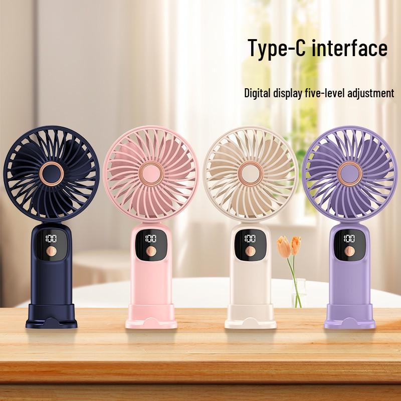 USB Mini Handheld Fan with LED Display - Portable Gift for Students and Dorm Rooms