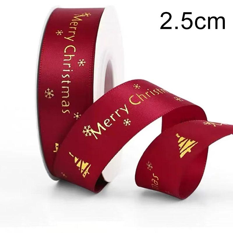 25 Yards/Lot Printed 10/25mm Christmas Ribbon DIY Gift Packing