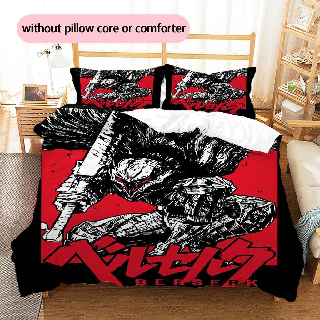 Juego de Ropa de Cama con Estampado de Dibujos Animados Colcha Funda de Colcha Funda de Almohada Decoración del Hogar Regalo de Cumpleaños (1 * funda nórdica + 2 * fundas de almohada, sin núcleo)