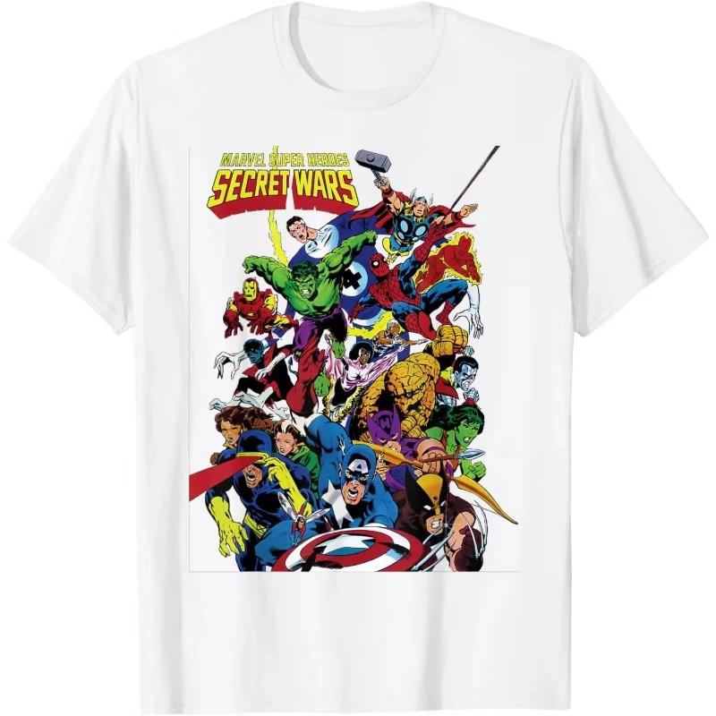 Superhero Cartoon Print T-shirt Summer New Men's and Women's Street Fashion cotton Casual Autumn and winter innerwear