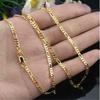 1PC 2.5MM Men's French Figaro Necklace Chain 18K Gold Plated Copper Plated Long Chain Necklace Unisex Jewelry 16-30inch