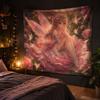Rose Garden Pink Winged Flower Fairy Tapestry Dreamy Sweet Girl Wind Glowing Rose Fairy Hanging Cloth Anime Room Decor