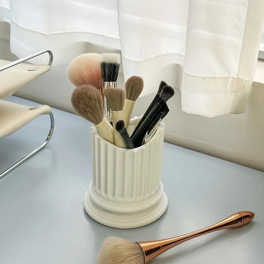 Ins Roman Column Student Pen Holder Vinyl Makeup Brush Pencil Holder Multi-Functional Storage Box Office Desktop Decoration
