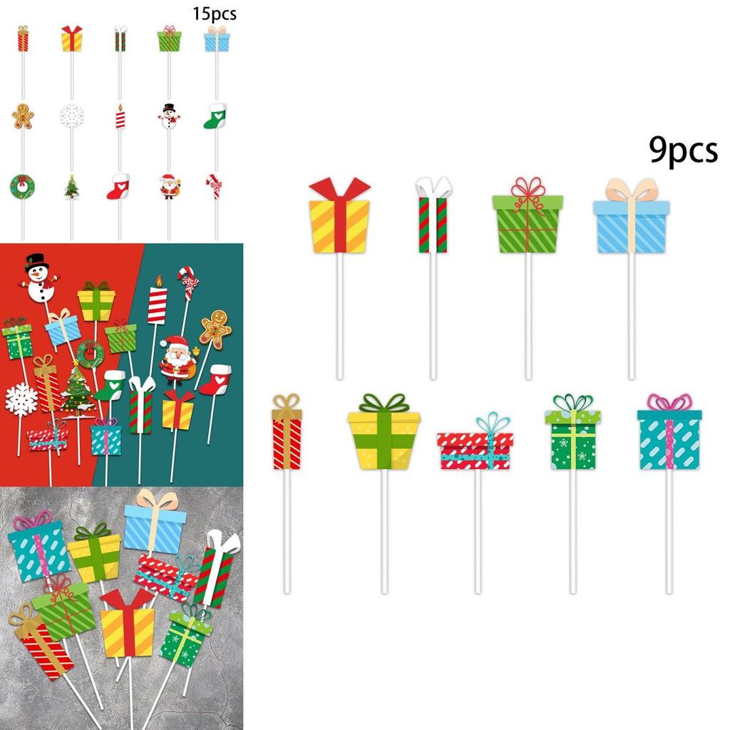 Christmas Party Cake Flags Plugin Set With Cartoon Design For Holiday Celebration And Dessert Decor