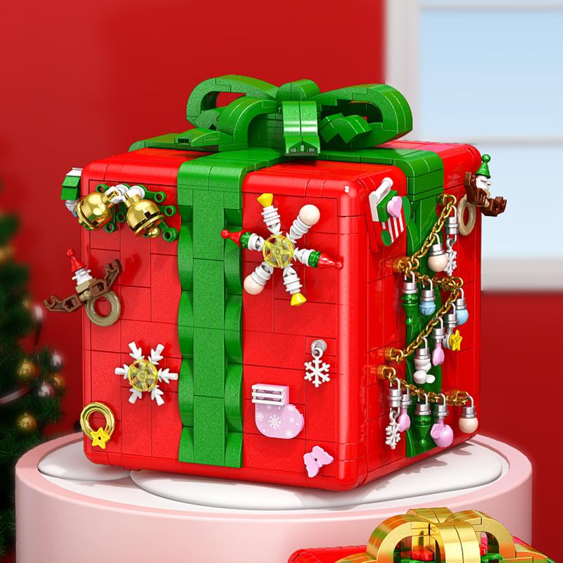 Creative Merry Christmas Mechanism Box Santa Claus Building Blocks Snowman Xmas Tree MOC Bricks Toys For Children Christmas Gift