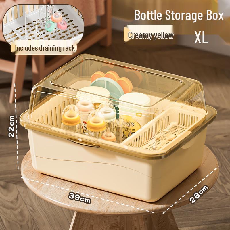 Dustproof Milk Bottle Storage Box with Lid - Baby Supplies & Toys Organizer