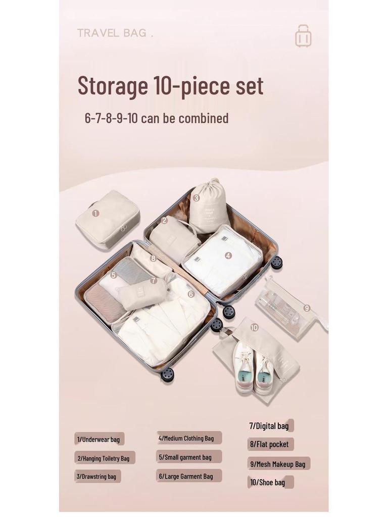 7-Piece Travel Storage Bag Set: Organize Toiletries, Cosmetics, Clothes, Shoes, and Luggage.
