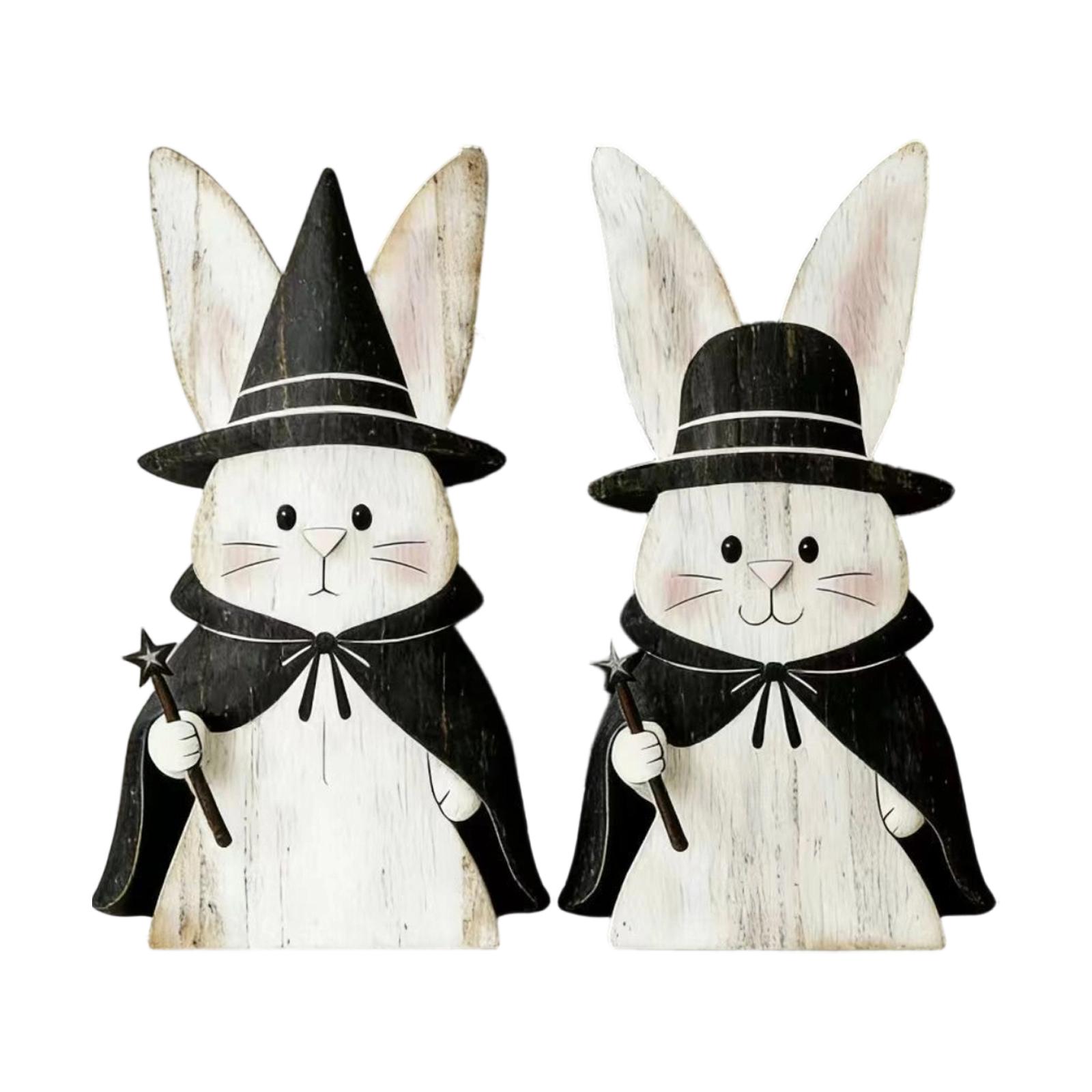 

Easter Bunny Figurine, Wooden Craft, Home Decoration, Couple Bunny Figurine With Glasses. One Size
