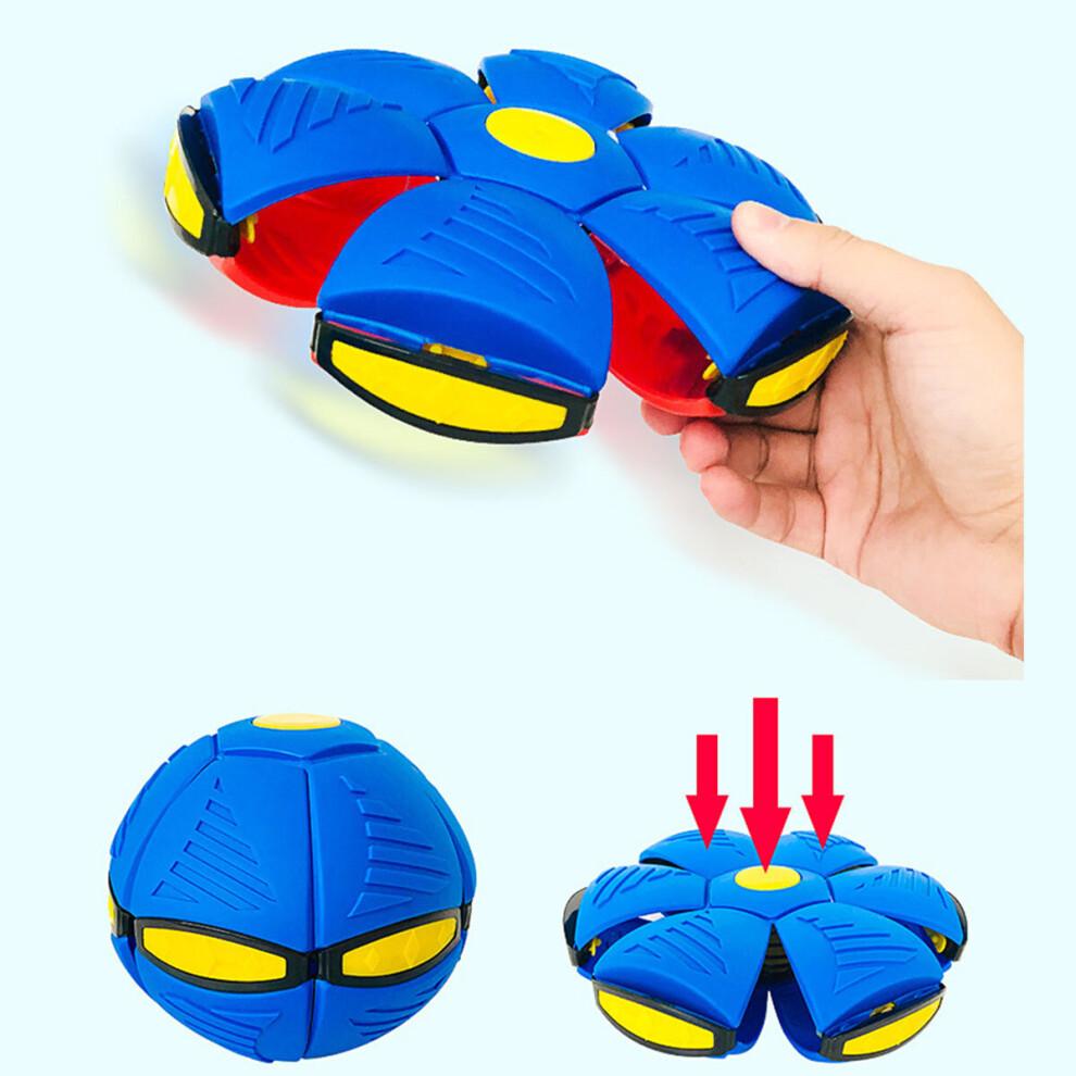 (Blue) Flying Ball UFO Throw Disc Outdoor Kids Flying UFO 3 LED Light Toy