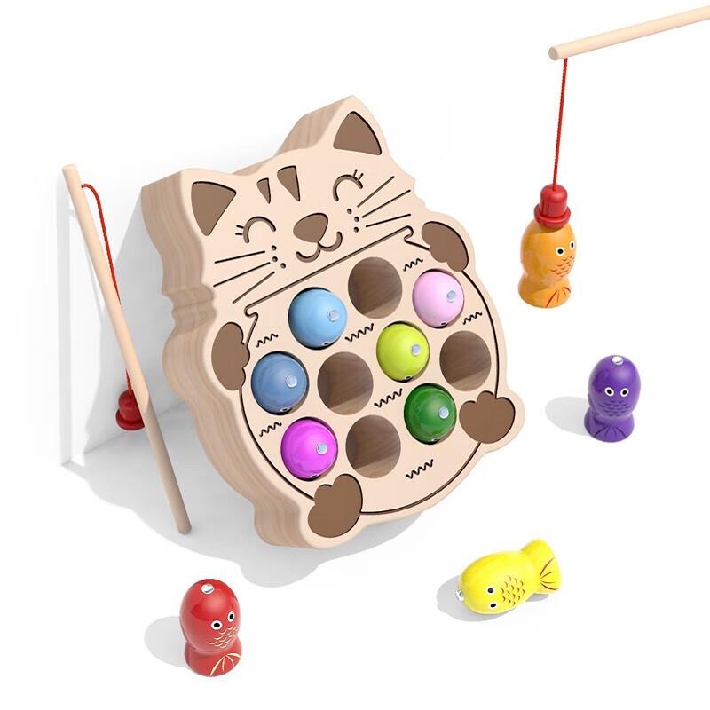 Muwazi Wooden Educational Shape & Magnetic Fishing Puzzle Toy