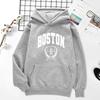 Boston Personalized Art Print Hoodie Men and Women Same Autumn and Winter Loose Hood Casual Hip Hood Street Clothing