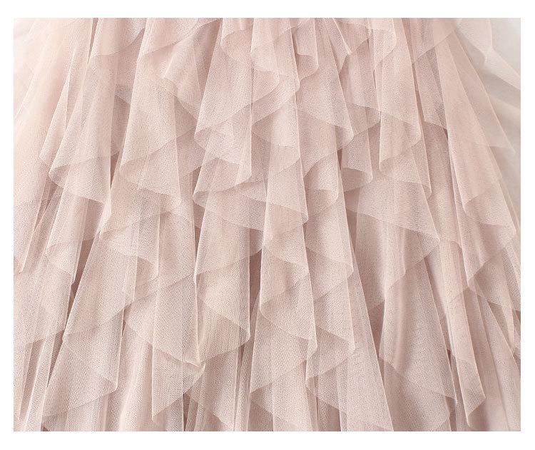 The Korean Version of the Elastic Waist Is Fashionable and Versatile, Showing Thin Mesh Stitching, Irregular Midi and High-waisted Skirts