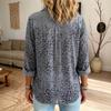 Women's Leopard Print Korean Shirt with Long Sleeve Lapel Collar, Double Pockets, Loose Fit Casual Fall Winter Top