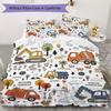 Colorful Repeat Truck Pattern Bedding Uilt Set Uilt Cover Pillowcase Home Decoration Birthday Gift (1 * Duvet Cover + 2 * Pillowcase Without Core)