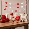 3 Pcs Valentine's Day Garland Heart XOXO Garland for Valentine's Day Mantle Decor Hanging Felt Hearts XOXO Letter Wood Bead Banner for Fireplace