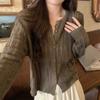 Hollowed-out Knitted Sweater for Women Long-sleeved Korean-style Knitted Cardigan Loose Knitted Sweater Top Sweater