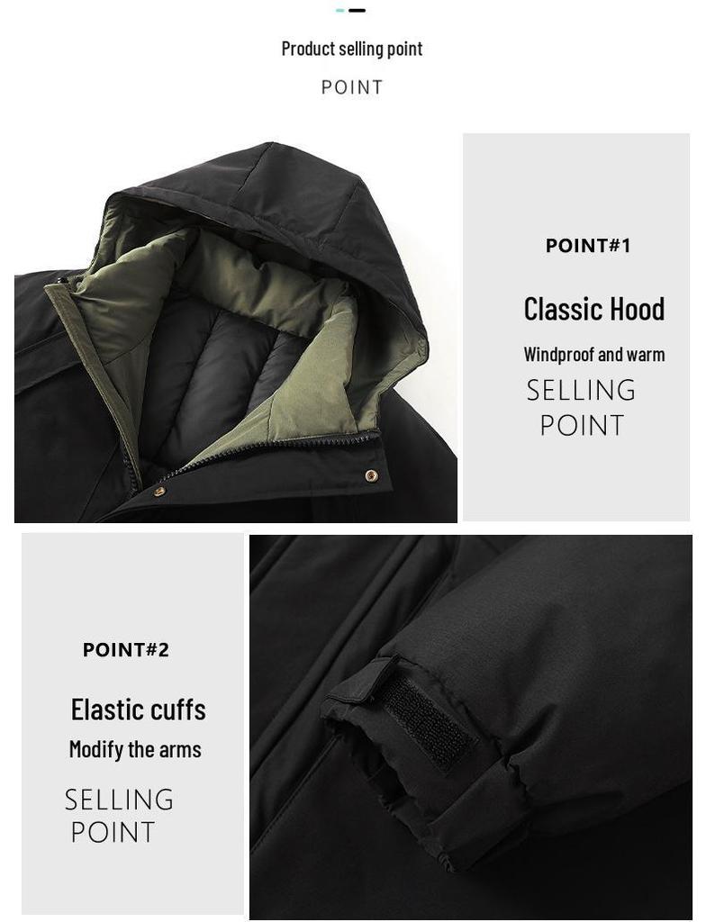 350 Jin Men's Extra Large Slimming Down Jacket - Plus Size Thickened Mid-Length Cotton Coat for Larger Sizes