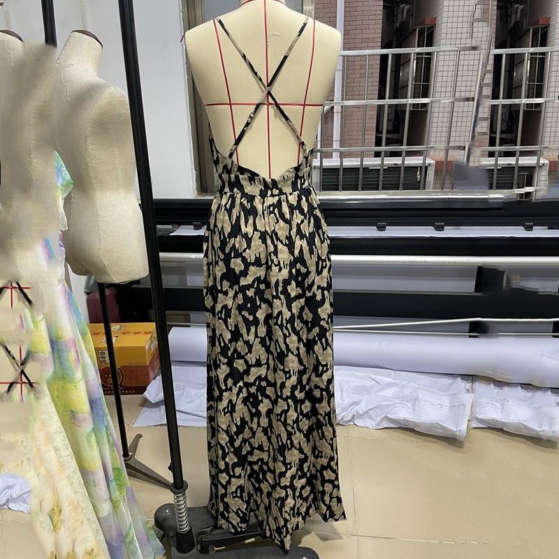 sleeveless strap Plus size sexy backless floral new in dresses for women casual long summer dress