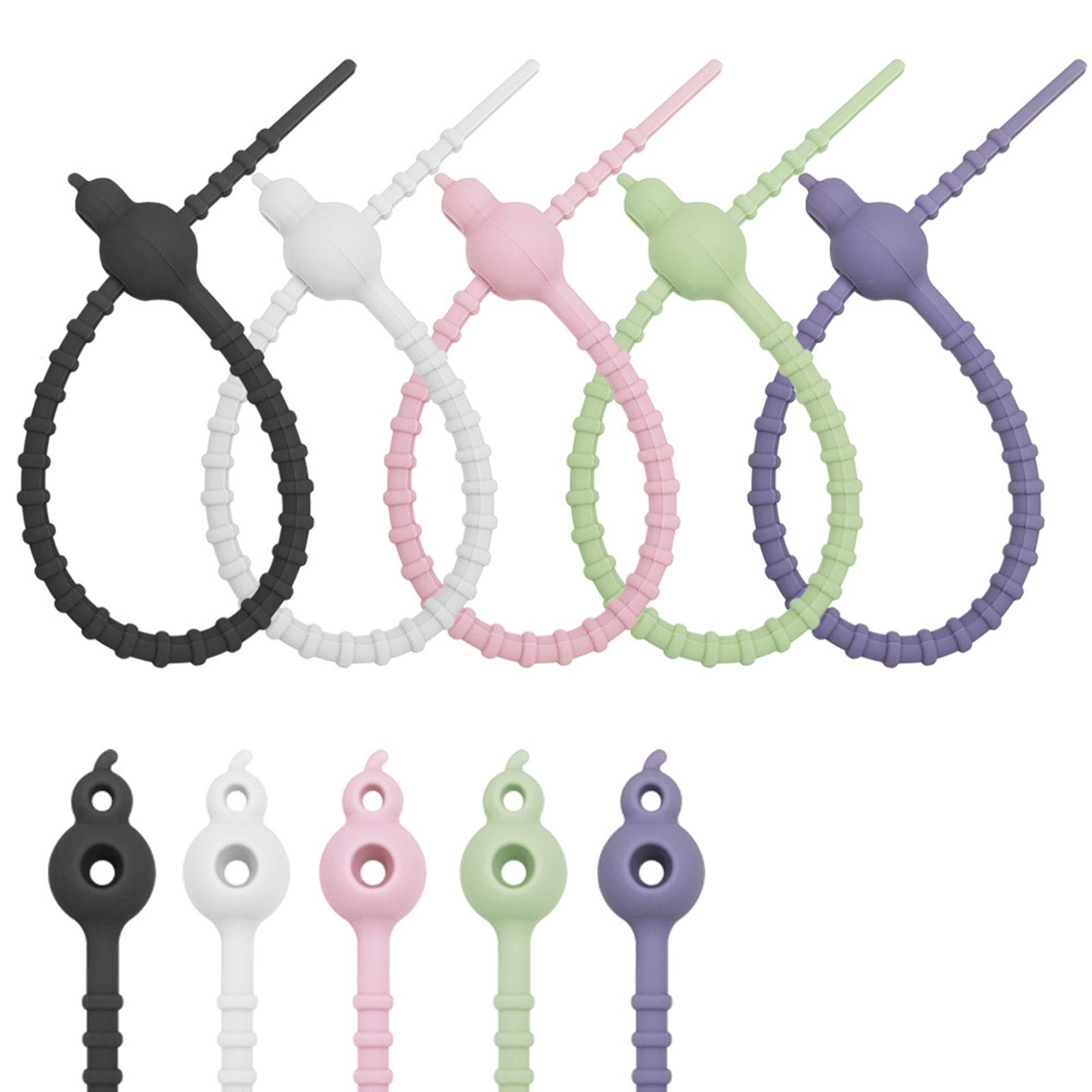 

5 шт. силіконових кабельних стяжок. Багаторазові гумові стяжки. Багатоцільові еластичні дротяні органайзери. Гумовий шнур. Інструмент для прибирання.