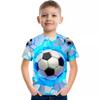 Summer Round Neck 3D Flame Football Printed Top Fashionable Casual Short Sleeved Children's Boy T-shirts
