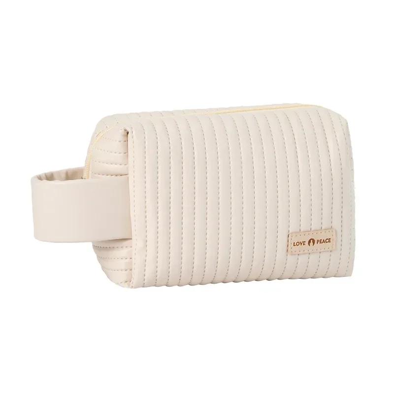 

Cute Small Makeup Bag Portable Cosmetic Bag Travel Make Up Pouch Waterproof Toiletry Bags for Beauty Accessories Gift for Women бежевый