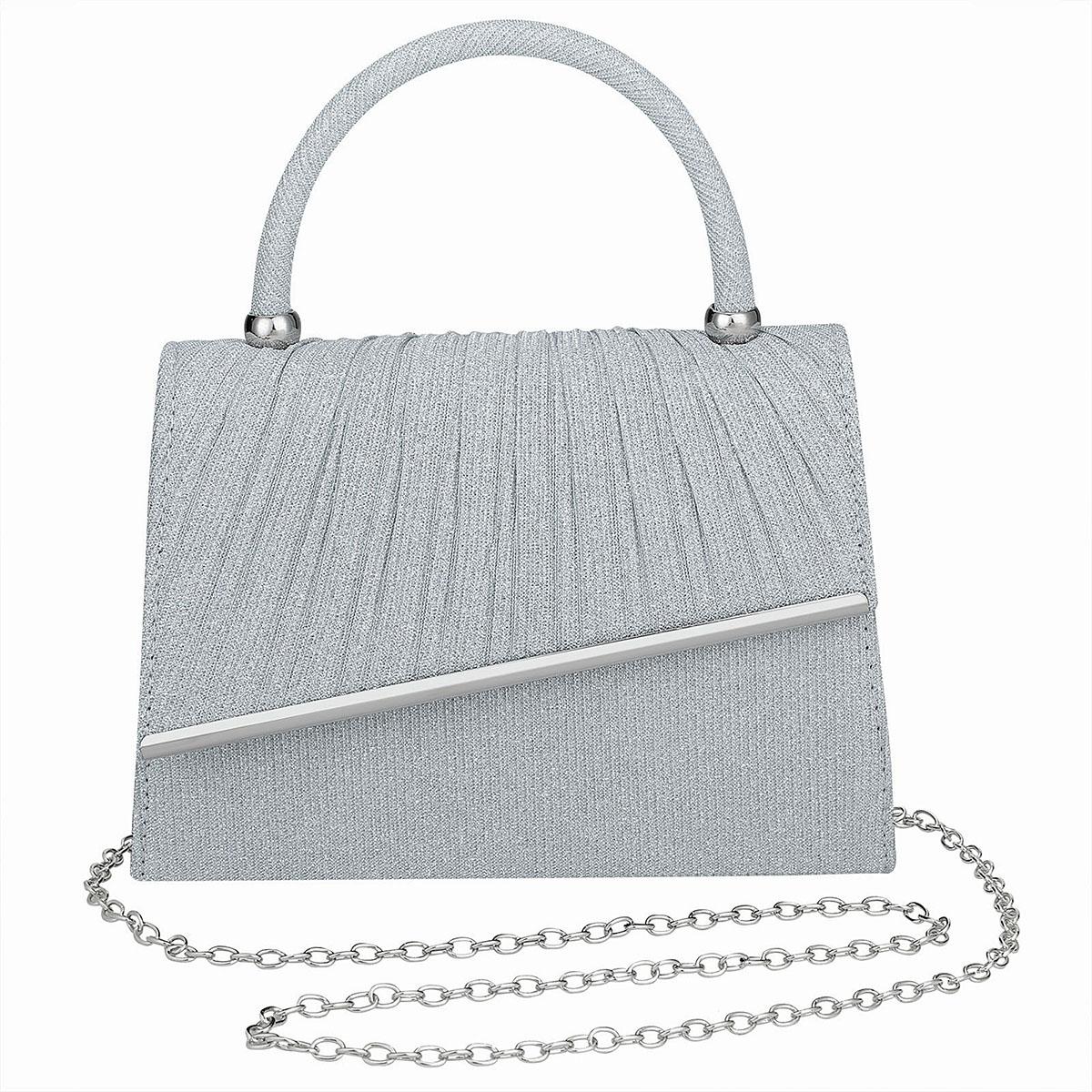 

Women Clutch Bag Evening Bags Pleated Elegant Handbags Fashion Female Shoulder bag Purse For Wedding Party Banquet Dating срібний