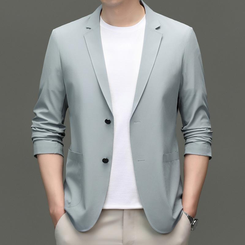 Suit Men's Spring/Summer Business Casual Embossed Seamless High-end Feel Ice Silk Suit Sun-protective Jacket
