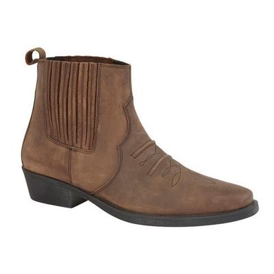 Mens Distressed Leather Gusset Western Ankle Boots