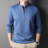 Autumn Zipper Stand Collar Men's T-shirt for Young and Middle-aged People Casual Solid Color Thin Cotton Long-sleeved Bottoming Shirt Men's Sweatshirt