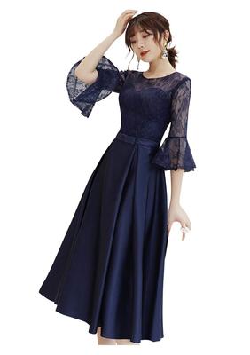 EightSTAR Dress Wedding Dress with Perfect for and Receptions Sleeves, A-Line, Flared, Midi/Knee-Length, Lace, Organza, After-Parties, Thank-You
