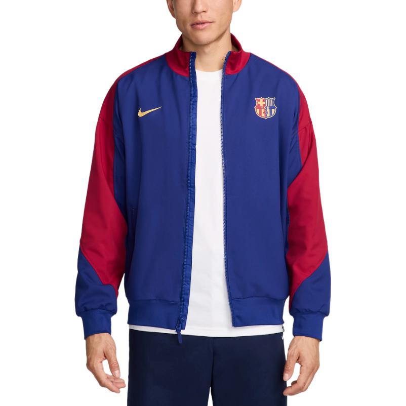 

Nike СС24 Ф.К.. Модный логотип серии Барселона Домашняя футбольная куртка с длинным рукавом Мужская куртка Красно-синяя FN9795-455 XL