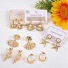 Retro European & American Geometric Starfish Snake Pearl Dangle Earrings