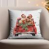 New Christmas Pillowcase Vintage Red Truck Cute Dog Christmas Tree Print Cushion Cover