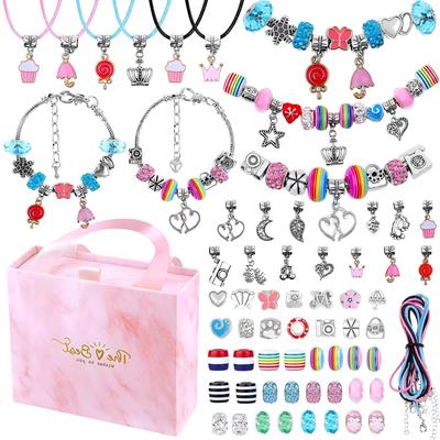 75-Piece Handmade Kit, Sparkly Decorative Bead Maker, Jewelry Making Toy, Bead Set, Iron-On Beads Set, Exquisite Pink Gift Box, Ideal for Craft