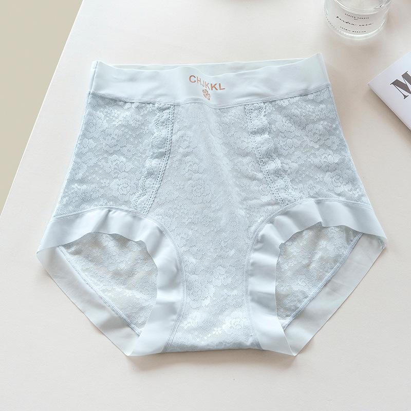 Big Size Female Summer Thin Sexy Lace Mulberry Silk Extension Crotch Without Mark in High Waist Triangle Briefs
