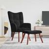 Vidaxl Fauteuil avec Repose-pieds, Noir, Revêtu de Velours