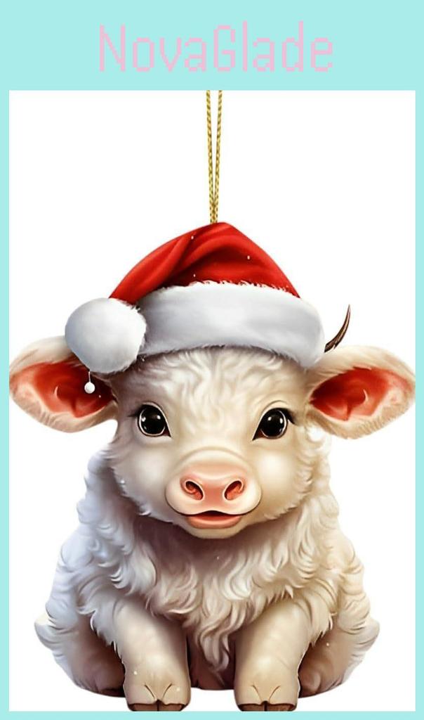 Creative Acrylic Bull Christmas Tree Ornament Colorful Car Interior Decoration