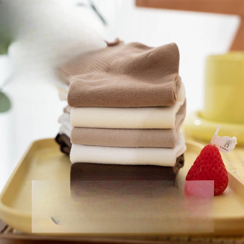 Chaussettes noires à bordure d'oreille, Chaussettes courtes pour femmes, Chaussettes d'été fines en coton, Chaussettes courtes en dentelle, Chaussettes polyvalentes unies pour le printemps et l'automne