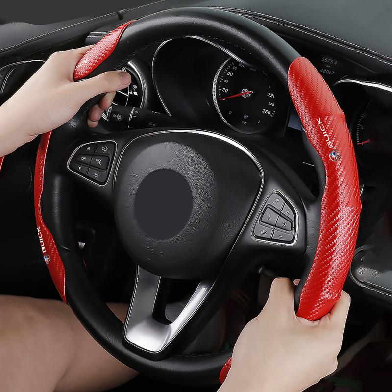 2pcs Carbon Fiber Non-Slip Steering Wheel Cover Car Accessories For Buick Regal GS GL6 GL8 Avenir Lacrosse Riviera Envision Lesabre Velite
