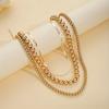 3PC Multilayer Flat Snake Chain Necklace Women Vintage Beads Golden Beaded Necklaces Girls Party Fashion Zircon